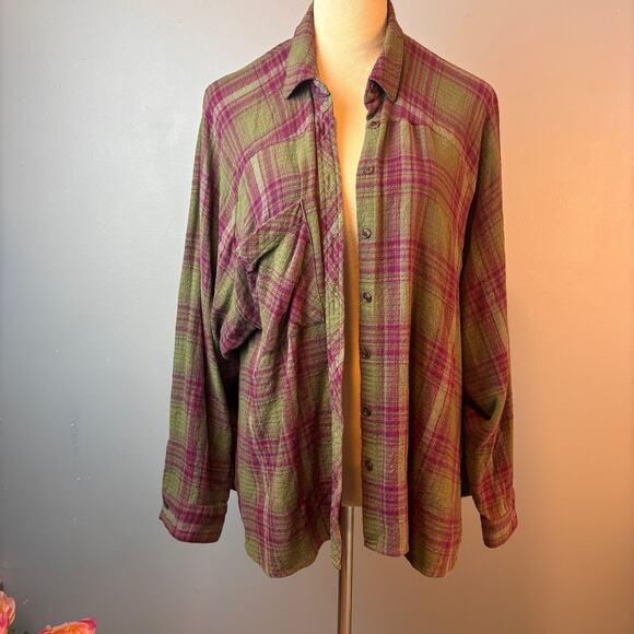 BDG Urban Outfitters Lachlan Oversized Flannel Plaid Button Up Small - Picture 5 of 7